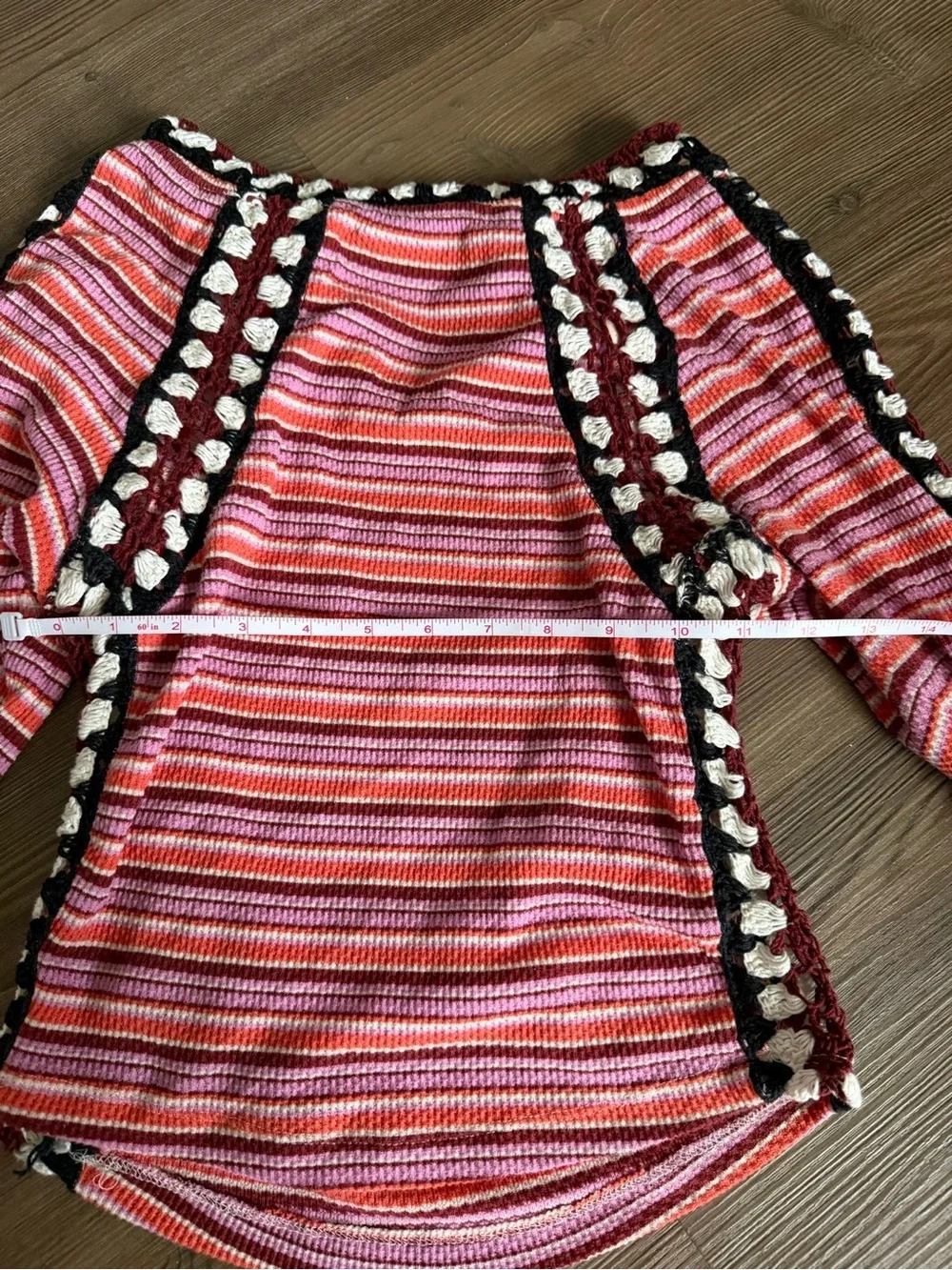 Free People Striped Orange & Black Long-Sleeve Knit Top xs